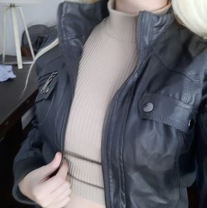 thrifted faux leather vintage black jacket
